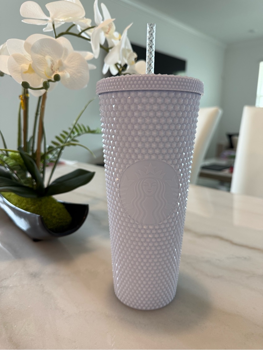 Venti Starbucks White Studded Bling Tumble Spring 2024